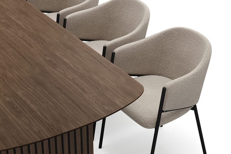 Richeto spisebord 210 cm med 6 Filip spisestole - Røget eg / Taupe bouclé - Møbler - Borde - Spisebordssæt