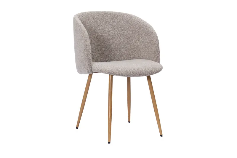 Richeto Spisebord 210 cm med 6 Greya Spisestole med armlæn - Naturlig finish / Greige Bouclé / Metalben Eg - Møbler - Borde - Spisebordssæt