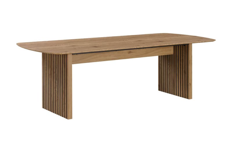 Richeto Spisebord 210 cm med 6 Greya Spisestole med armlæn - Naturlig finish / Greige Bouclé / Metalben Eg - Møbler - Borde - Spisebordssæt