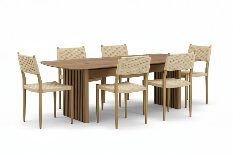 Richeto Spisebord 210 cm med 6 Jamna Spisestole, Brun