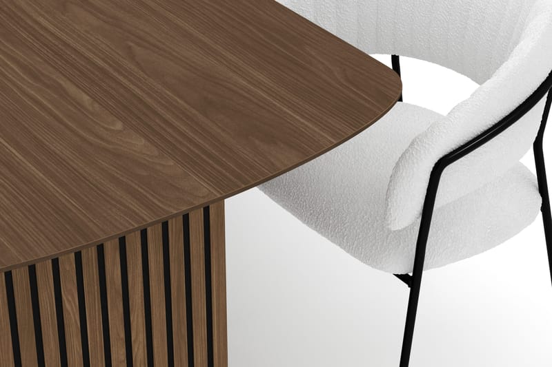 Richeto Spisebord 210 cm med 6 Karol Spisestole - Røget eg / Hvid Bouclé - Møbler - Borde - Spisebordssæt