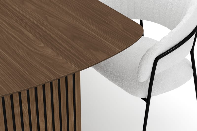 Richeto Spisebord 210 cm med 6 Karol Spisestole - Røget eg / Hvid Bouclé - Møbler - Borde - Spisebordssæt