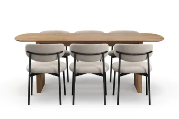 Richeto spisebord 210 cm med 6 Lucy spisestole - Eg - Møbler - Borde - Spisebordssæt