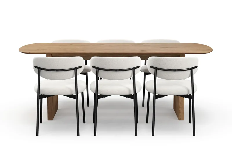 Richeto spisebord 210 cm med 6 Lucy spisestole - Eg - Møbler - Borde - Spisebordssæt