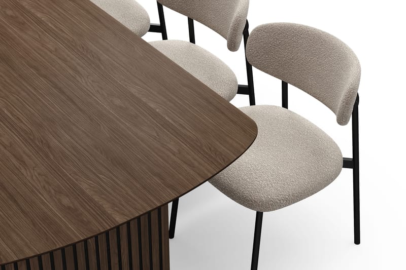 Richeto Spisebord 210 cm med 6 Lucy Spisestole - Røget eg / Greige Bouclé - Møbler - Borde - Spisebordssæt