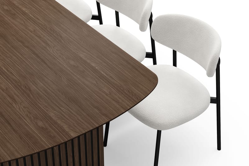 Richeto Spisebord 210 cm med 6 Lucy Spisestole - Røget eg / Hvid Bouclé - Møbler - Borde - Spisebordssæt