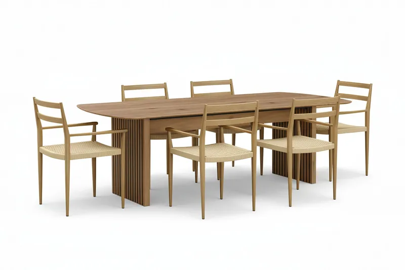 Richeto Spisebord 210 cm med 6 stk. Jamna Karmstole, Brun