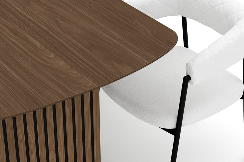 Richeto Spisebord 210 cm med 6 Velma Spisestole - Røget eg / Hvid Bouclé - Møbler - Borde - Spisebordssæt