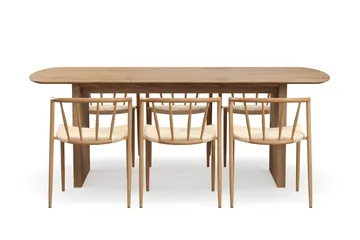 Richeto spisebord 210 cm med 6 Winston spisestole - Eg - Møbler - Borde - Spisebordssæt