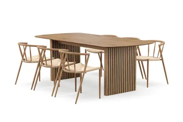 Richeto spisebord 210 cm med 6 Winston spisestole - Eg - Møbler - Borde - Spisebordssæt