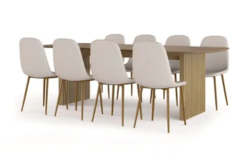 Richeto spisebord 240 cm eg + 8 stk. Nibe stol beige med egeben - Eg - Møbler - Borde - Spisebordssæt