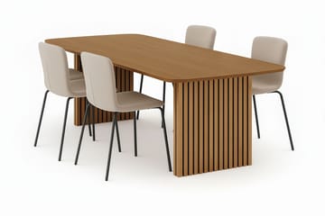 Richeto spisebord 240 cm med 4 Katy spisestole - Eg - Møbler - Borde - Spisebordssæt