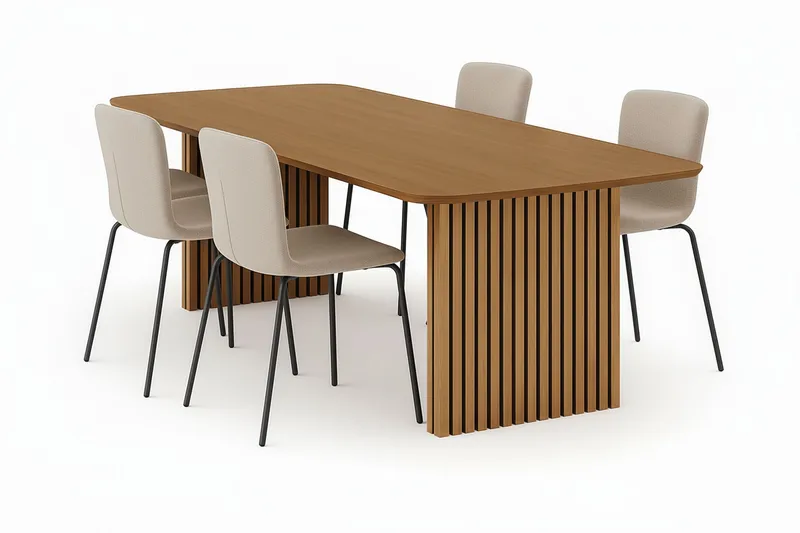 Richeto spisebord 240 cm med 4 Katy spisestole, Eg