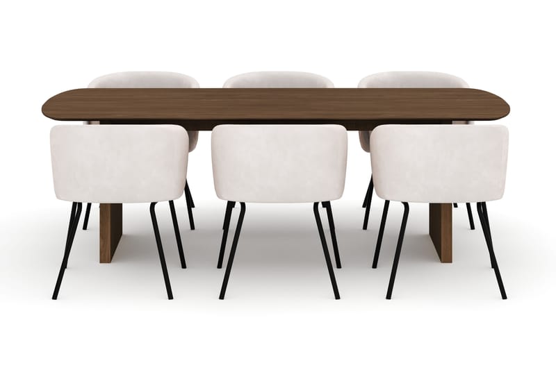 Richeto Spisebord 240 cm med 6 Berit Stole - Eg - Møbler - Borde - Spisebordssæt