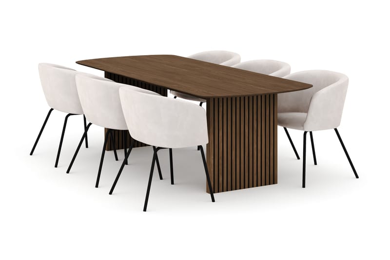 Richeto Spisebord 240 cm med 6 Berit Stole - Eg - Møbler - Borde - Spisebordssæt