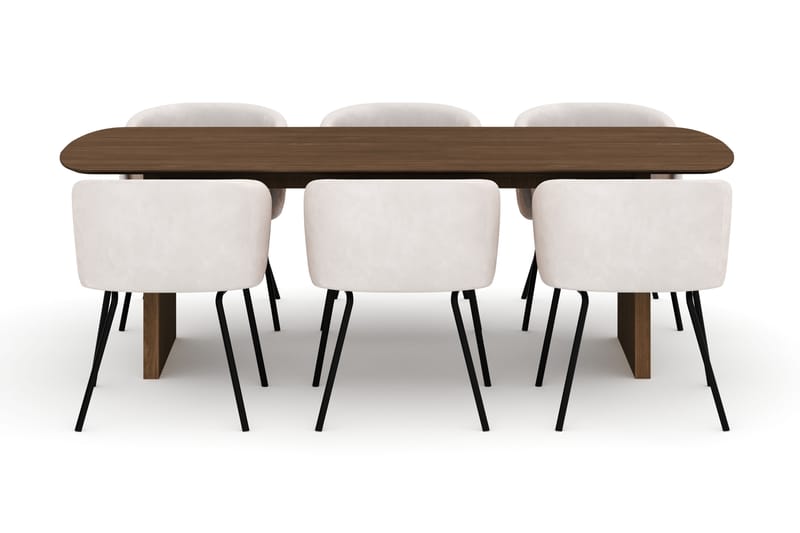 Richeto Spisebord 240 cm med 6 Berit Stole - Eg - Møbler - Borde - Spisebordssæt