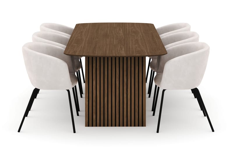 Richeto Spisebord 240 cm med 6 Berit Stole - Eg - Møbler - Borde - Spisebordssæt