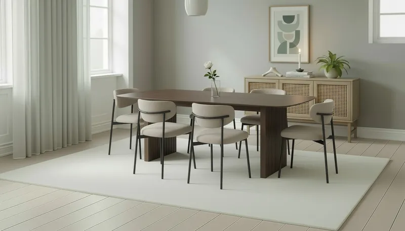 Richeto spisebord 240 cm med 6 Lucy spisestole - Røget eg / Greige bouclé - Møbler - Borde - Spisebordssæt