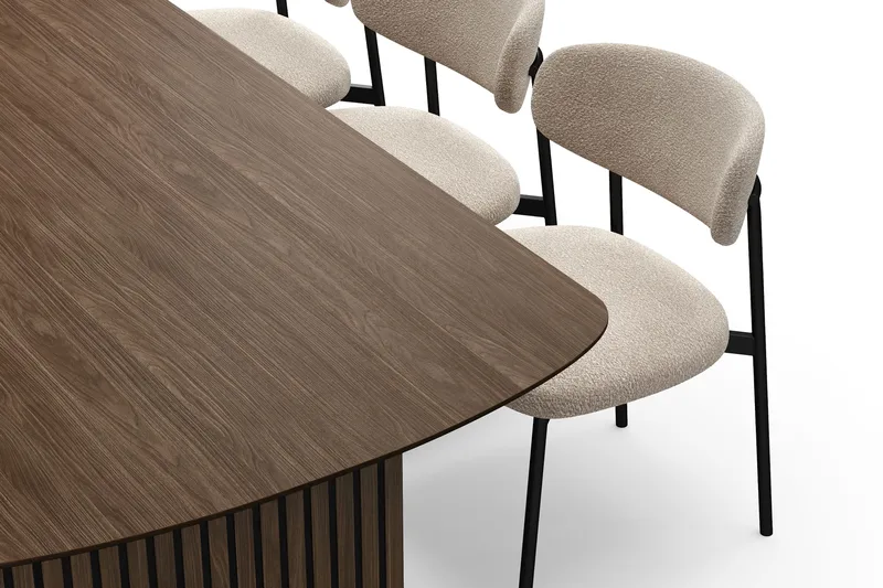 Richeto Spisebord 240 cm med 6 Lucy Spisestole - Røget eg / Greige Bouclé - Møbler - Borde - Spisebordssæt