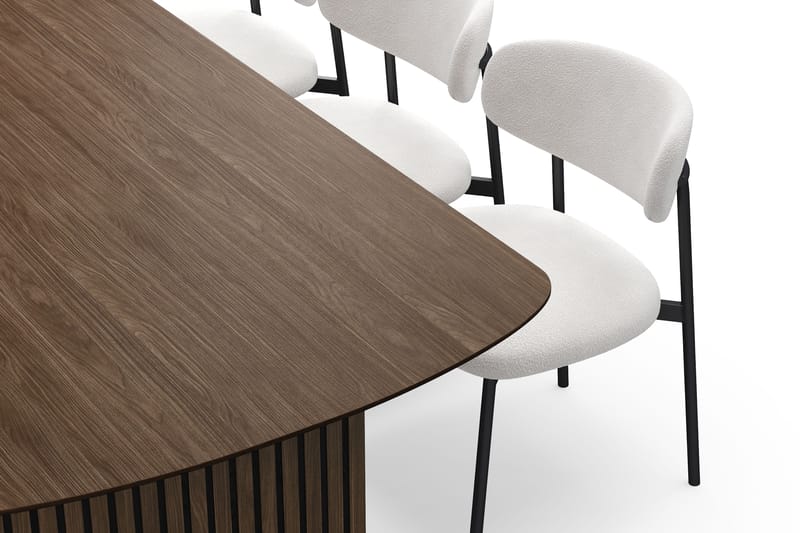 Richeto Spisebord 240 cm med 6 Lucy Spisestole - Røget eg / Hvid Bouclé - Møbler - Borde - Spisebordssæt