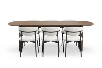 Richeto spisebord 240 cm med 6 Lucy spisestole - Røget eg - Møbler - Borde - Spisebordssæt