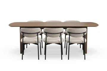 Richeto spisebord 240 cm med 6 Lucy spisestole - Røget eg - Møbler - Borde - Spisebordssæt