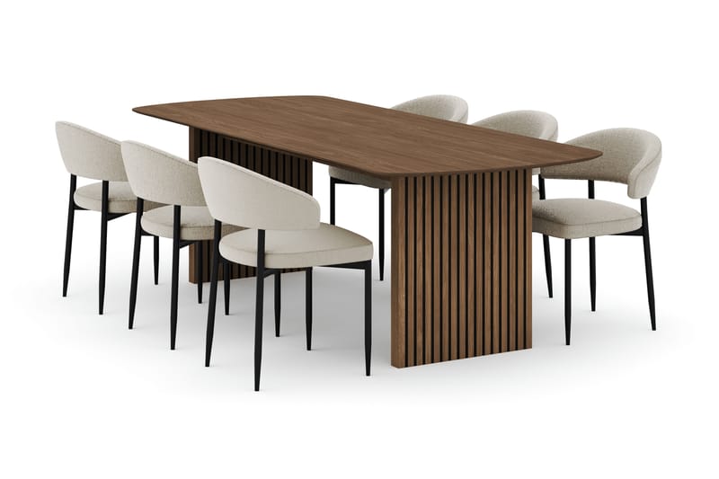 Richeto Spisebord 240 cm med 6 Sawako Stole - Eg - Møbler - Borde - Spisebordssæt