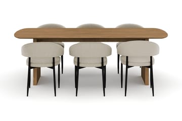 Richeto spisebord 240 cm med 6 Sawako stole - Eg - Møbler - Borde - Spisebordssæt