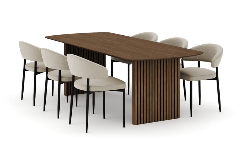 Richeto Spisebord 240 cm med 6 Sawako Stole - Natur - Møbler - Borde - Spisebordssæt