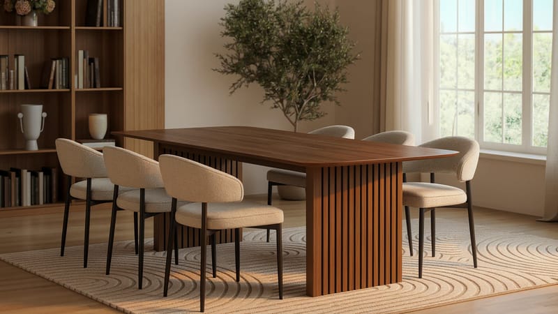Richeto Spisebord 240 cm med 6 Sawako Stole - Natur - Møbler - Borde - Spisebordssæt