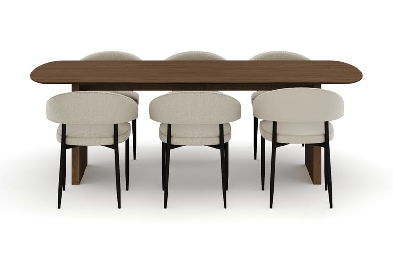 Richeto Spisebord 240 cm med 6 Sawako Stole - Natur - Møbler - Borde - Spisebordssæt