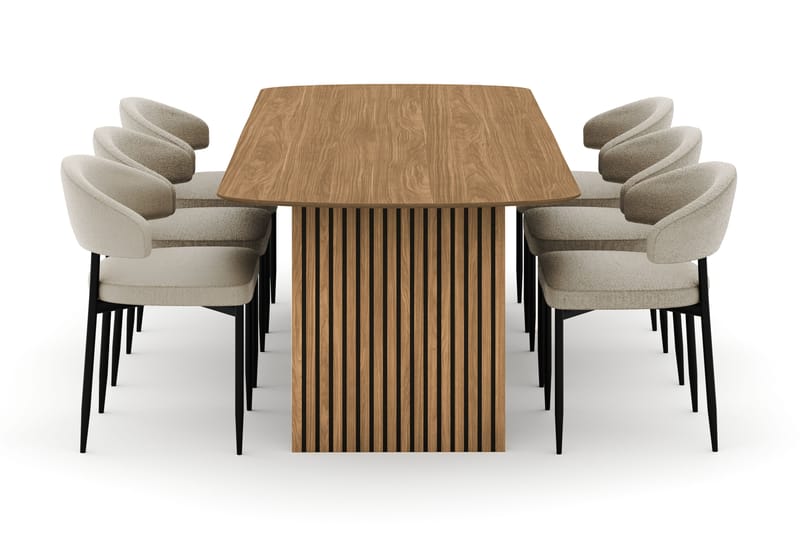 Richeto Spisebord 240 cm med 6 Sawako Stole - Natur - Møbler - Borde - Spisebordssæt