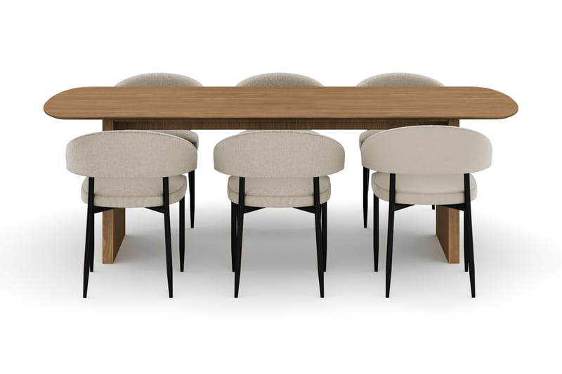 Richeto Spisebord 240 cm med 6 Sawako Stole - Natur - Møbler - Borde - Spisebordssæt