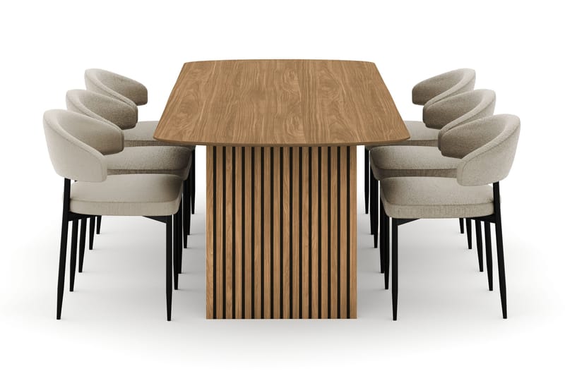 Richeto Spisebord 240 cm med 6 Sawako Stole - Natur - Møbler - Borde - Spisebordssæt