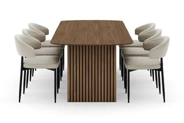 Richeto spisebord 240 cm med 6 Sawako stole - Røget eg - Møbler - Borde - Spisebordssæt