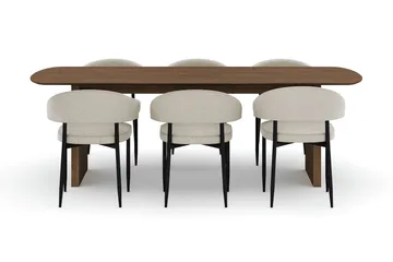 Richeto spisebord 240 cm med 6 Sawako stole - Røget eg - Møbler - Borde - Spisebordssæt