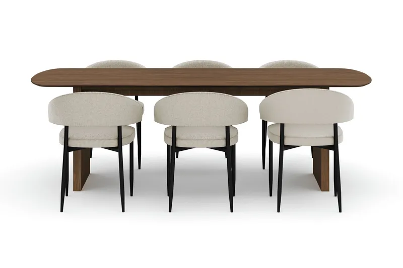 Richeto spisebord 240 cm med 6 Sawako stole - Røget eg - Møbler - Borde - Spisebordssæt