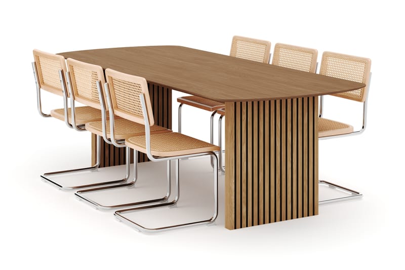 Richeto Spisebord 240 cm med 6 stk Build Matstkolar - Naturlig finish - Møbler - Borde - Spisebordssæt