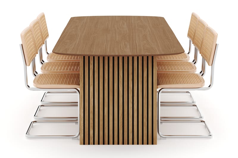 Richeto Spisebord 240 cm med 6 stk Build Matstkolar - Naturlig finish - Møbler - Borde - Spisebordssæt