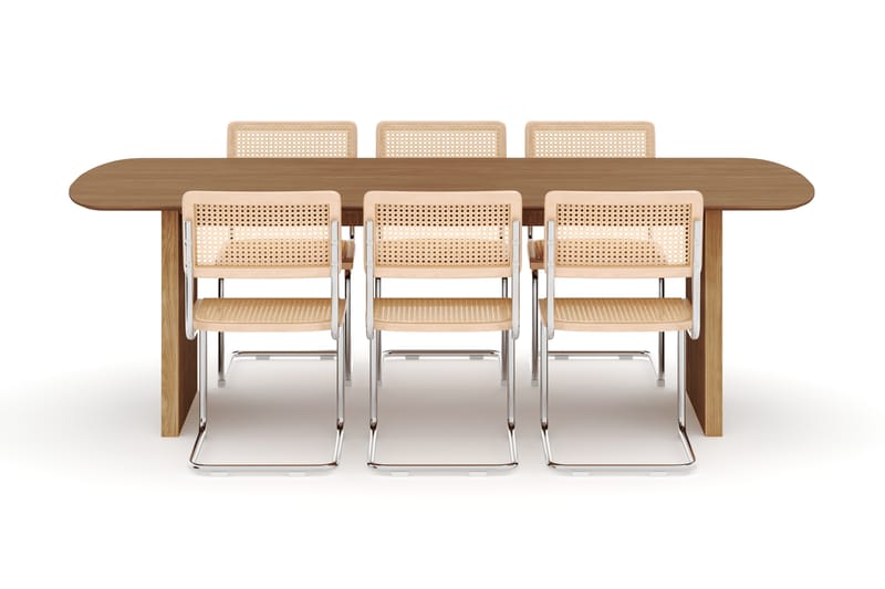 Richeto Spisebord 240 cm med 6 stk Build Matstkolar - Naturlig finish - Møbler - Borde - Spisebordssæt