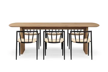 Richeto spisebord 240 cm med 6 Winston spisestole - Eg - Møbler - Borde - Spisebordssæt