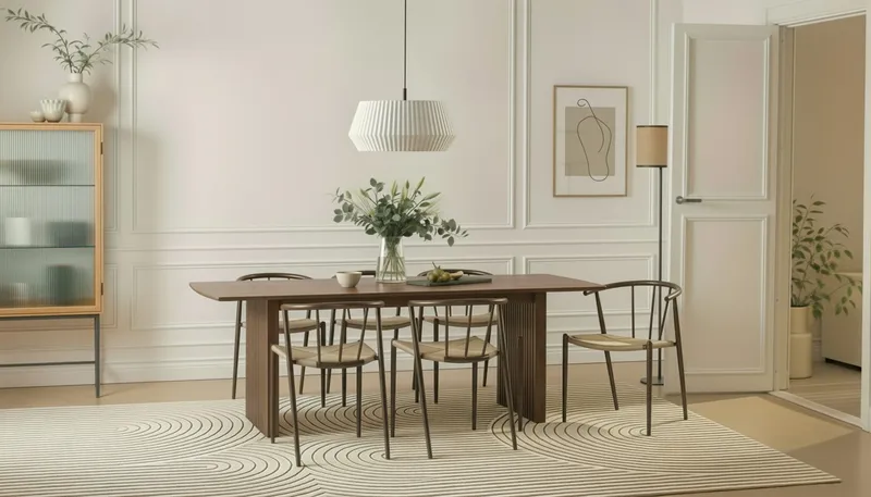 Richeto Spisebord 240 cm med 6 Winston Spisestole - Røget eg / Beige / Metalben Røget eg - Møbler - Borde - Spisebordssæt