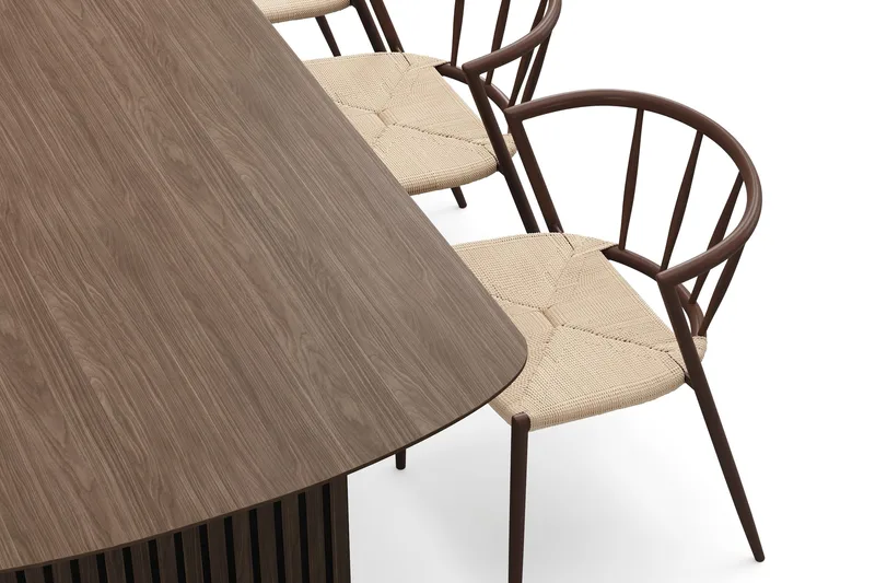 Richeto Spisebord 240 cm med 6 Winston Spisestole - Røget eg / Beige / Metalben Røget eg - Møbler - Borde - Spisebordssæt