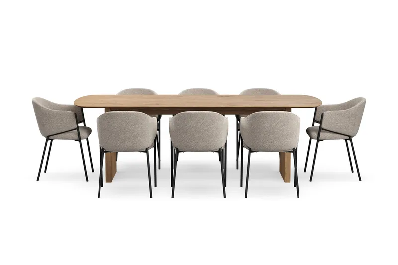 Richeto spisebord 240 cm med 8 Filip spisestole - Eiq - Møbler - Borde - Spisebordssæt