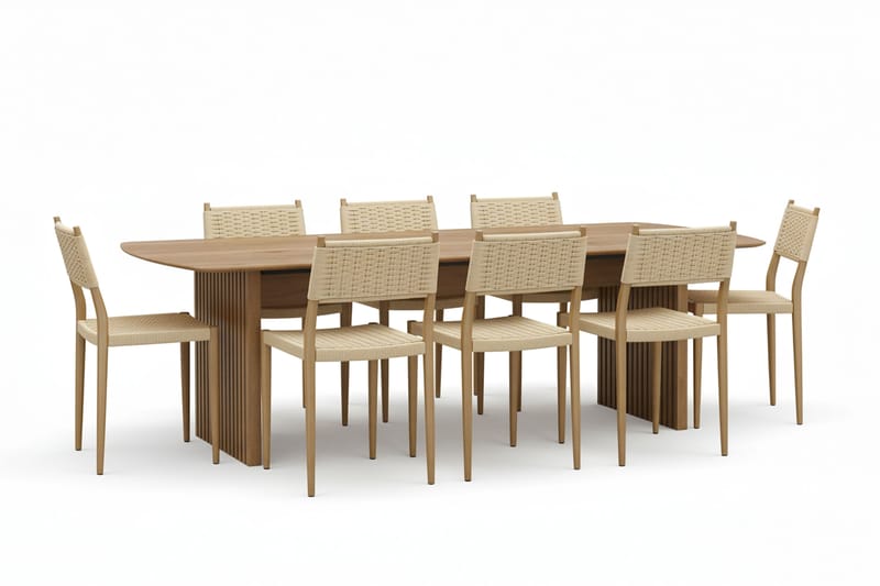 Richeto Spisebord 240 cm med 8 Jamna Spisestole, Brun