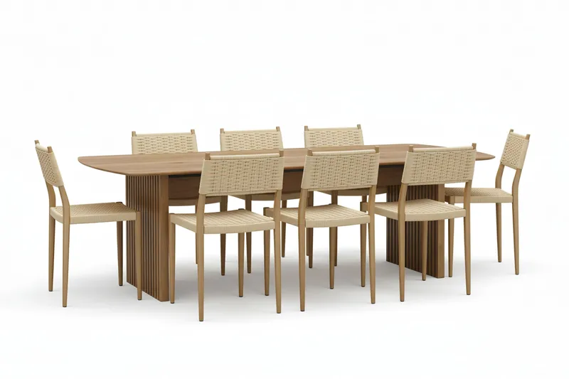 Richeto Spisebord 240 cm med 8 Jamna Spisestole, Brun