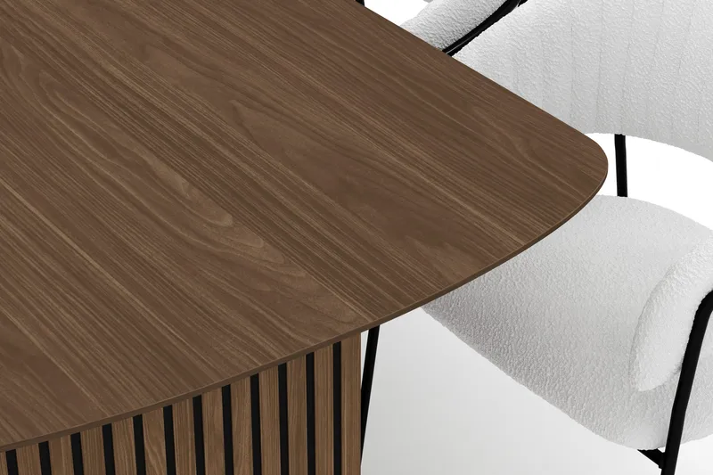 Richeto Spisebord 240 cm med 8 Karol Spisestole - Røget eg / Hvid Bouclé - Møbler - Borde - Spisebordssæt