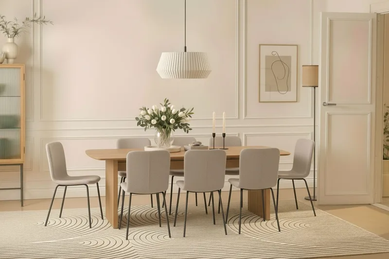 Richeto spisebord 240 cm med 8 Katy spisestole - Eg - Møbler - Borde - Spisebordssæt