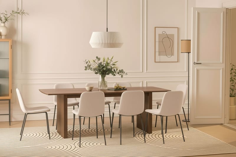 Richeto Spisebord 240 cm med 8 Katy Spisestole - Røget eg / Hvid Bouclé - Møbler - Borde - Spisebordssæt