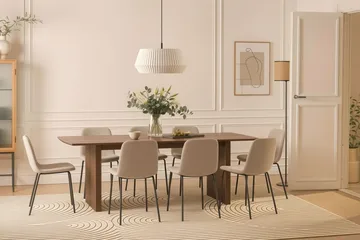 Richeto spisebord 240 cm med 8 Katy spisestole - Røget eg - Møbler - Borde - Spisebordssæt
